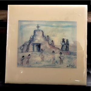 Vintage De Grazia Crystal Tile | Ceramic Art Tile | Native American